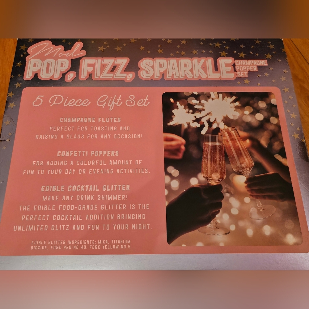 5 Piece Pop Fizz Sparkle Champagne Popper Set - Picture 2 of 3